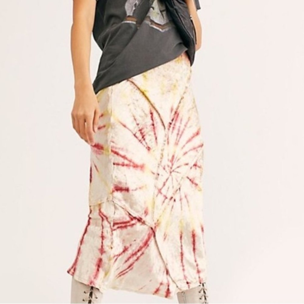 Free People Serious Swagger Fitted Midi Tie Dye Skirt NWT Size S